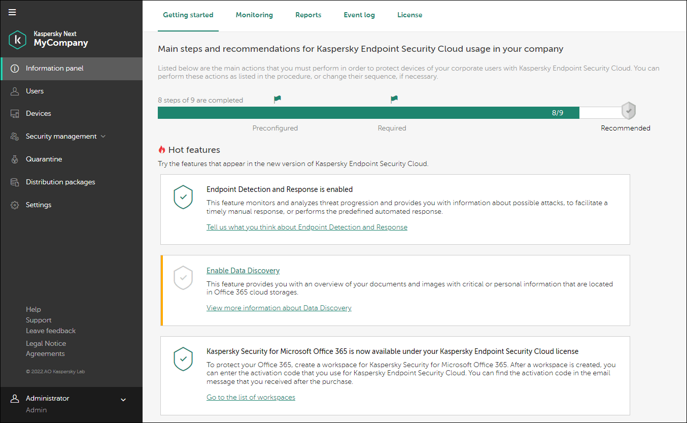 Kaspersky Next Management Console Kaspersky Next Management Console